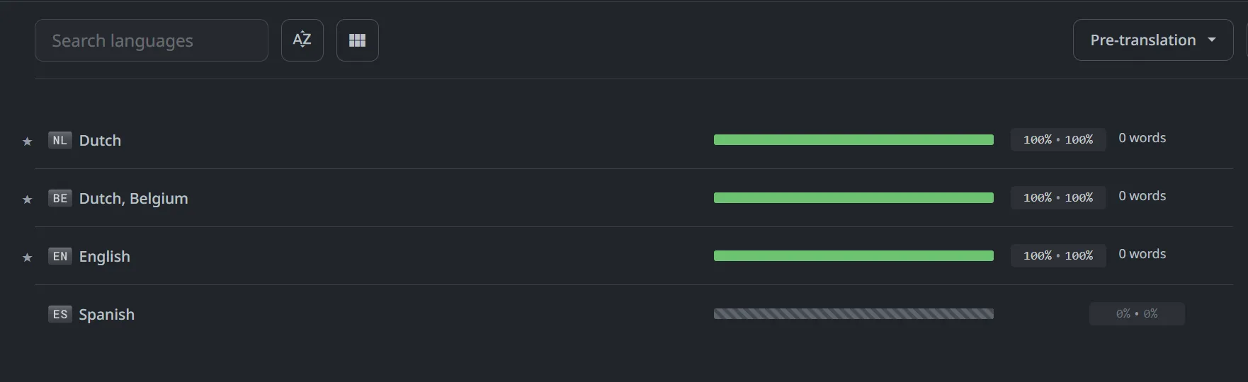 Crowdin translation interface