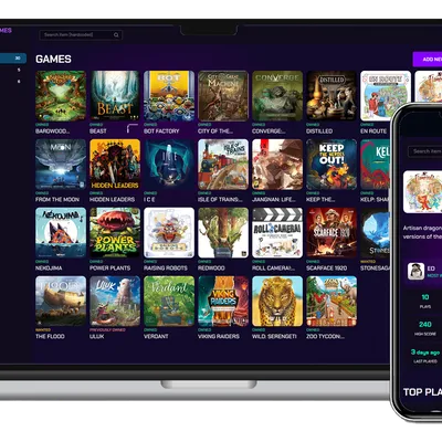 BoardGameTracker dashboard, game library and session views